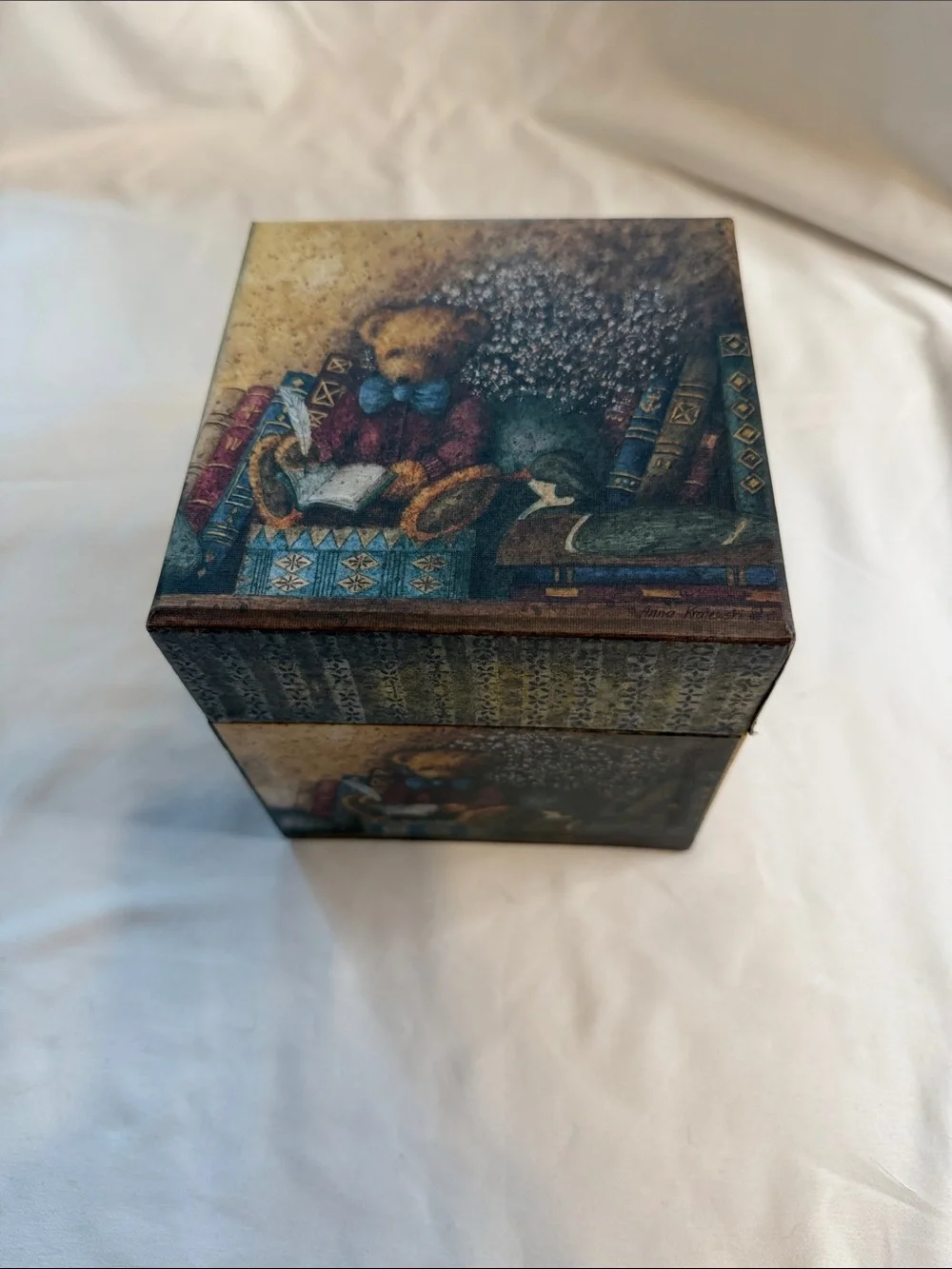 Decorative Teddy Bear Gift Box in Blue and Brown